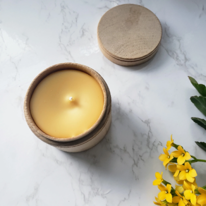 100% Pure Beeswax Candle in Wood Jar