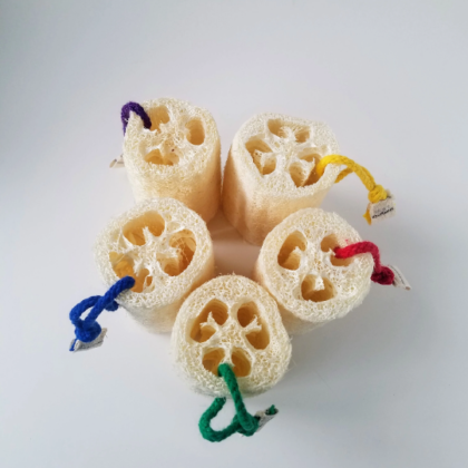 Colored Cord Natural Loofah Sponge