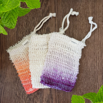 Set of 3 soap saver bags | Orange Natural Purple